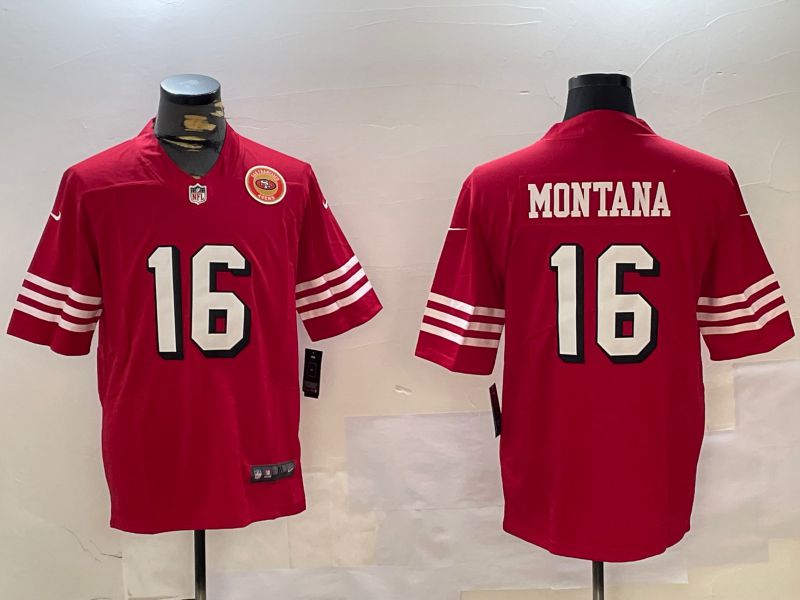 Men San Francisco 49ers #16 Montana Red Second generations 2024 Nike Limited NFL Jersey style 5->san francisco 49ers->NFL Jersey